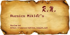 Ruzsics Miklós névjegykártya